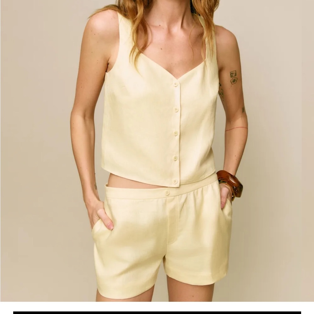Reformation linen two piece set- Top + Shorts NWT - Picture 2 of 4